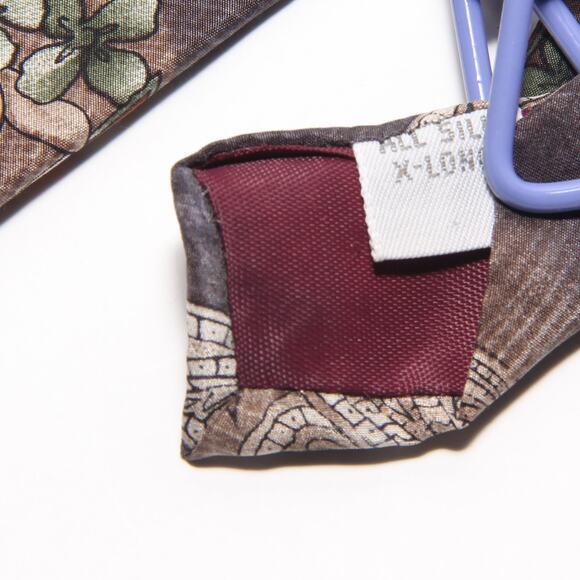 Alexander Lloyd Gray Floral Silk Tie 4 18" x 63" - Picture 6 of 6